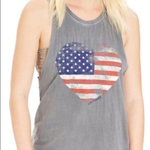 O’neill Grey Heart Shaped American Flag tank top